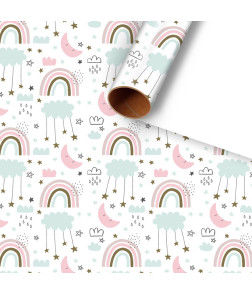 Gift Wrapping Paper, Rainbow & Moon Pattern for Valentine‘s Day & Birthdays - Present Wrapping Sheets